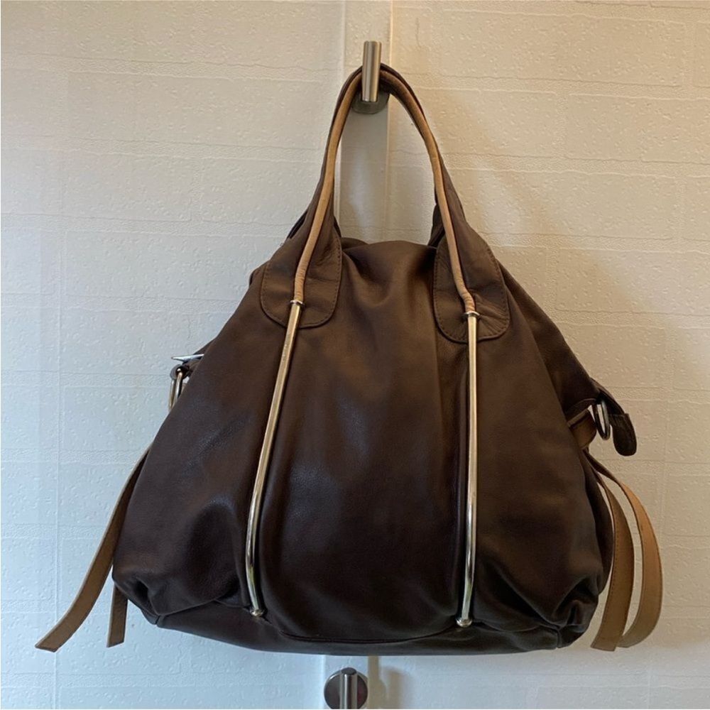 Renato Angi Elegant Brown Leather Tote Bag